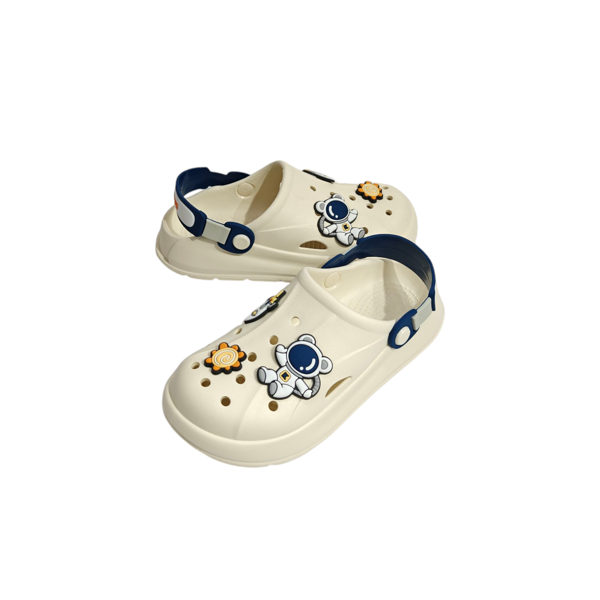 ASTRO THEME BACK STRAP CROCS - WHITE