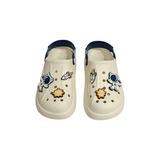 ASTRO THEME BACK STRAP CLOGS- WHITE