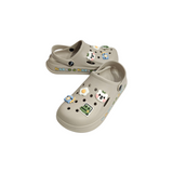 CAMERA & CROCODILE APPLIQUE CLOGS - GREY