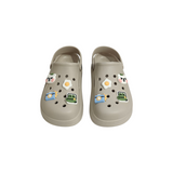 CAMERA & CROCODILE APPLIQUE CLOGS - GREY