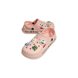 CAMERA & CROCODILE APPLIQUE CLOGS - PINK