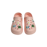 CAMERA & CROCODILE APPLIQUE CLOGS - PINK