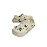 CAMERA & CROCODILE APPLIQUE CLOGS- WHITE