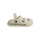 CAMERA & CROCODILE APPLIQUE CLOGS- WHITE