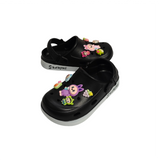 SOLID COLOR CHARM APPLIQUE CLOGS - BLACK