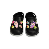 SOLID COLOR CHARM APPLIQUE CLOGS - BLACK