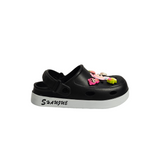 SOLID COLOR CHARM APPLIQUE CLOGS - BLACK