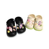 SOLID COLOR CHARM APPLIQUE CLOGS - BLACK