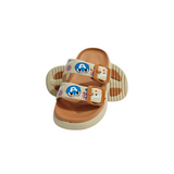 Avengers Print Buckle Applique Flip-Flop - Brown