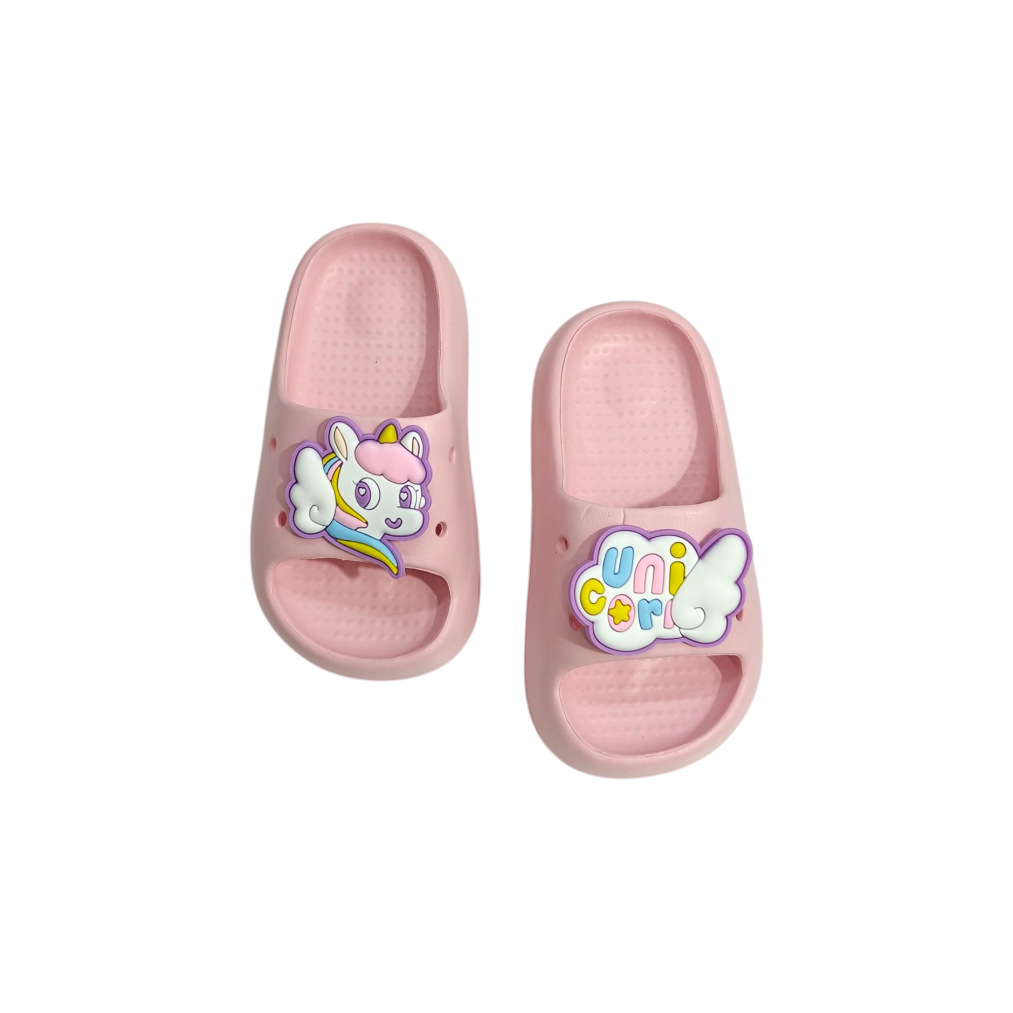 Unicorn Applique Flip Flops - Light Pink