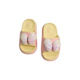 Sequined Butterfly Applique Flip Flops - Yellow