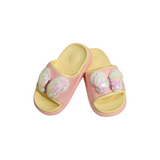 Sequined Butterfly Applique Flip Flops - Yellow