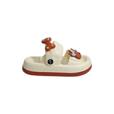 Bunny & Bow Applique Sandal Style Clogs - White & Brown