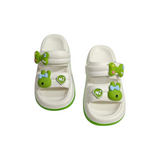 Bunny & Bow Applique Sandal Style Clogs - White & Green