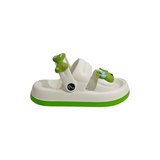 Bunny & Bow Applique Sandal Style Clogs - White & Green