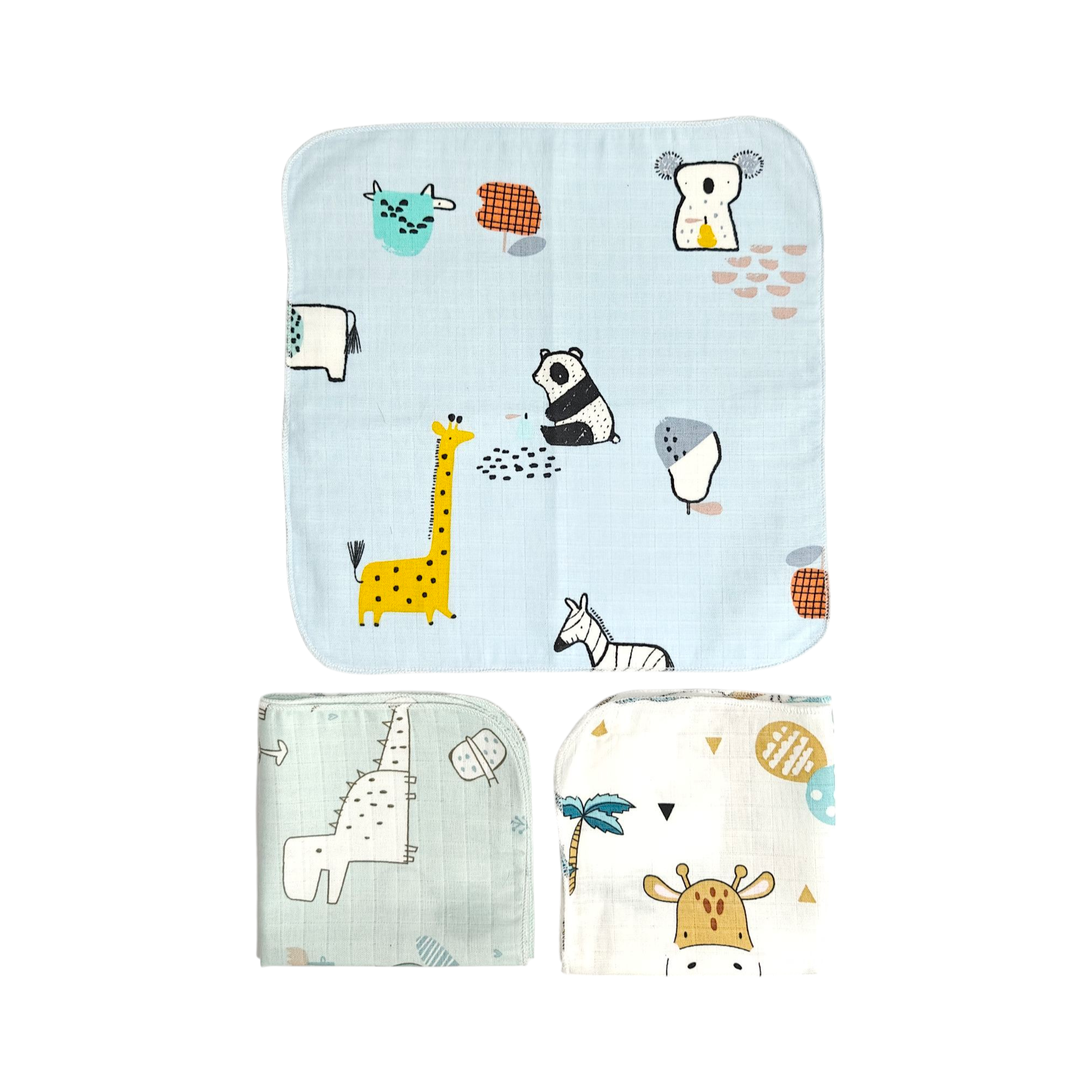 ASSORTED MUSLIN HANDKERCHIEFS PACK OF 3 - MULTICOLOR