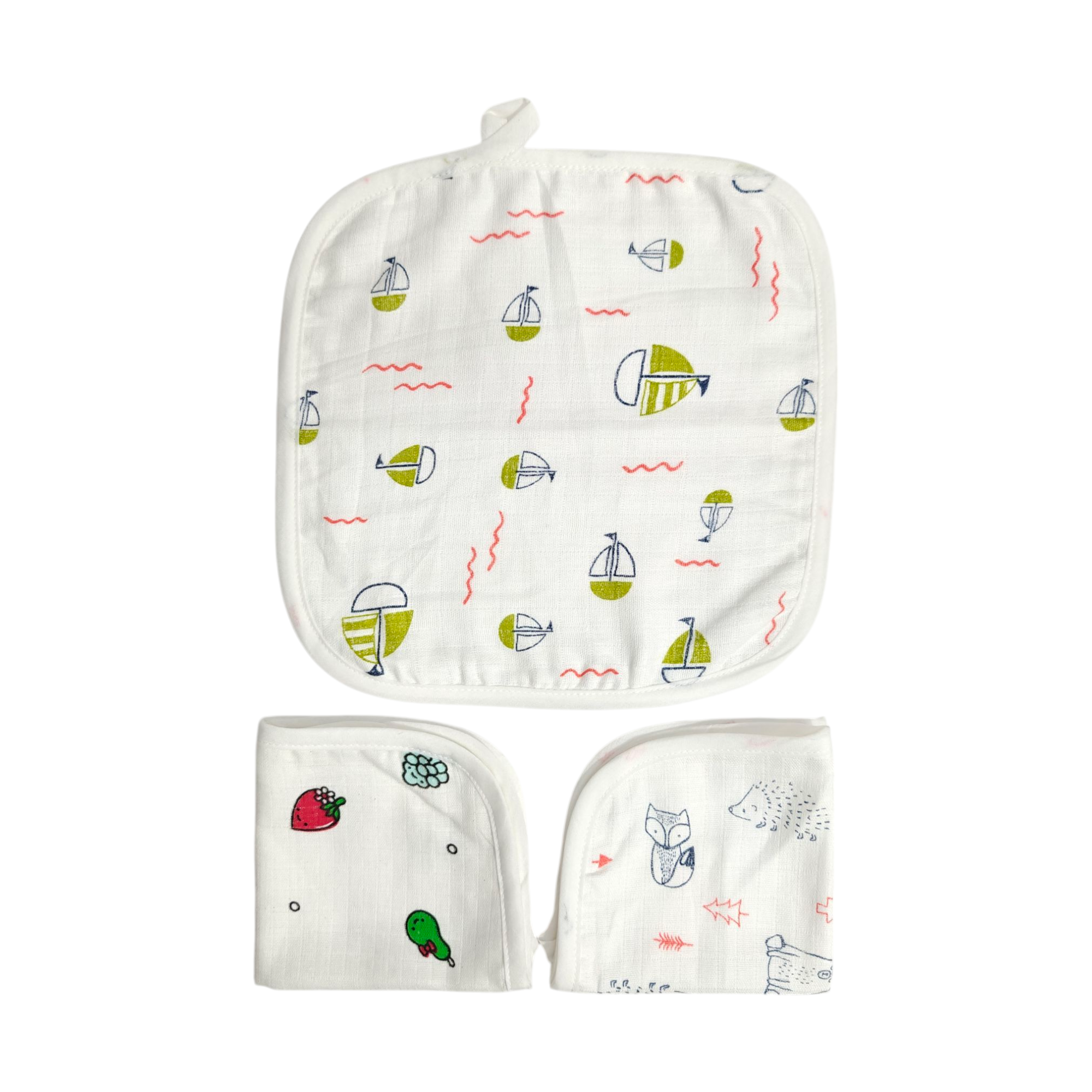 ASSORTED MUSLIN HANDKERCHIEFS PACK OF 3 - MULTICOLOR