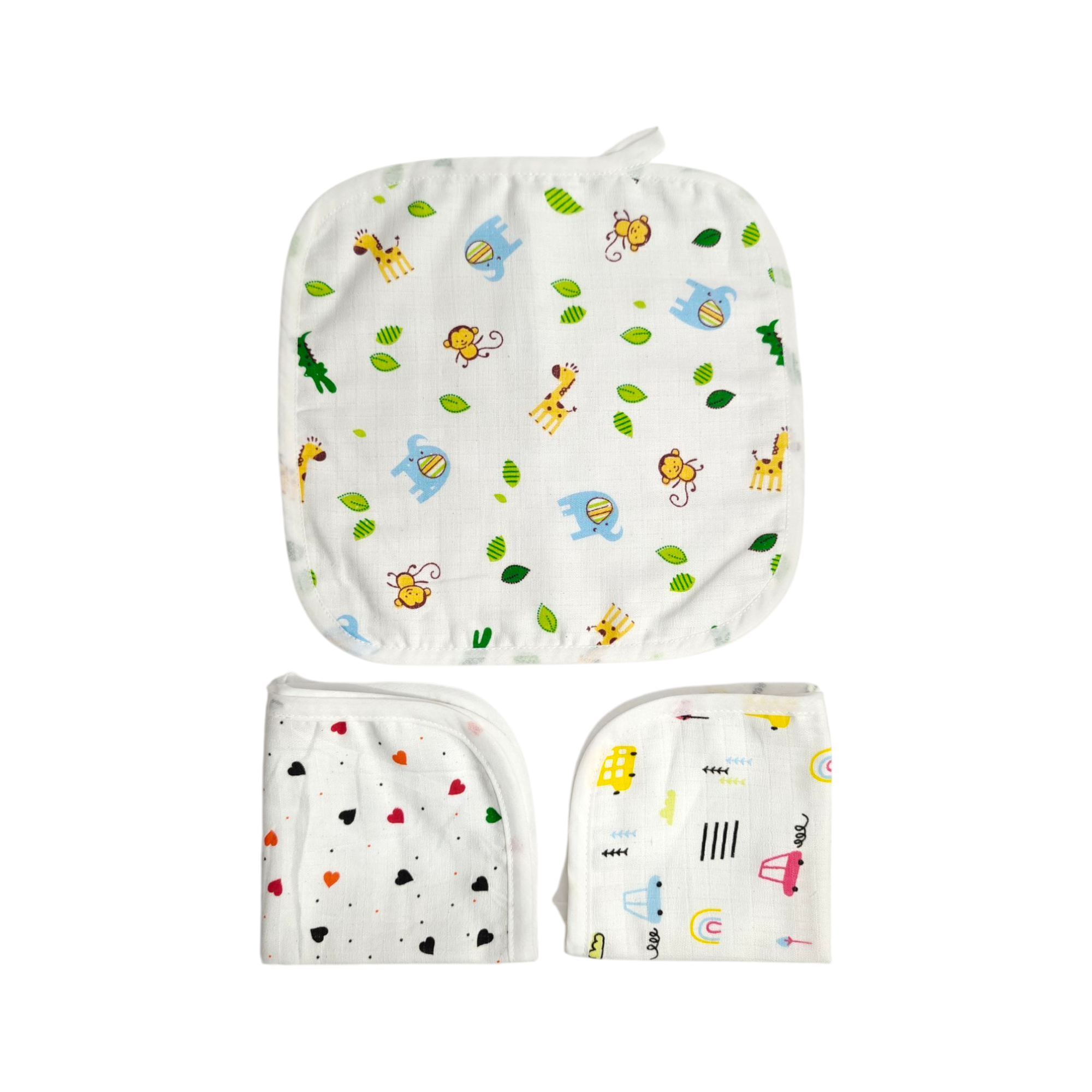 ASSORTED MUSLIN HANDKERCHIEFS PACK OF 3 - MULTICOLOR