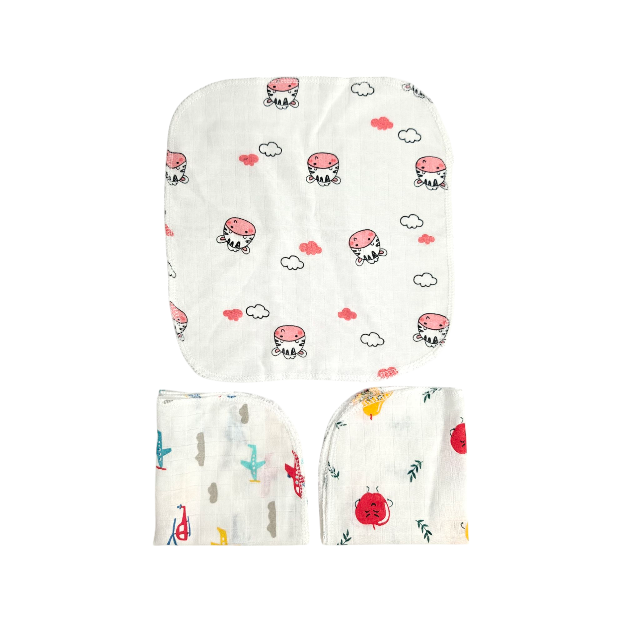 ASSORTED MUSLIN HANDKERCHIEFS PACK OF 3 - MULTICOLOR