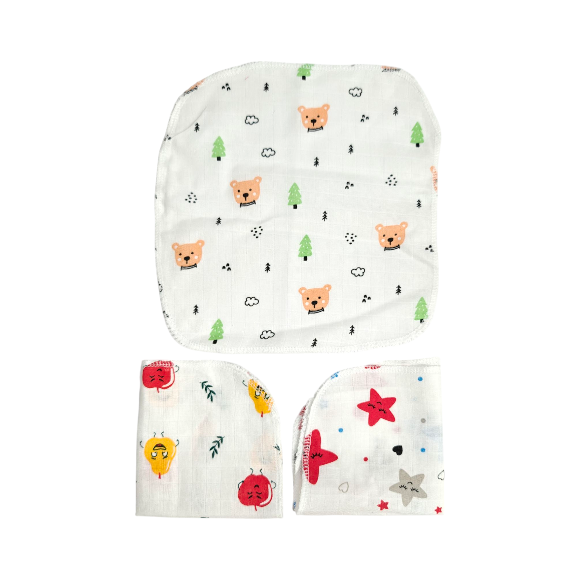 ASSORTED MUSLIN HANDKERCHIEFS PACK OF 3 - MULTICOLOR