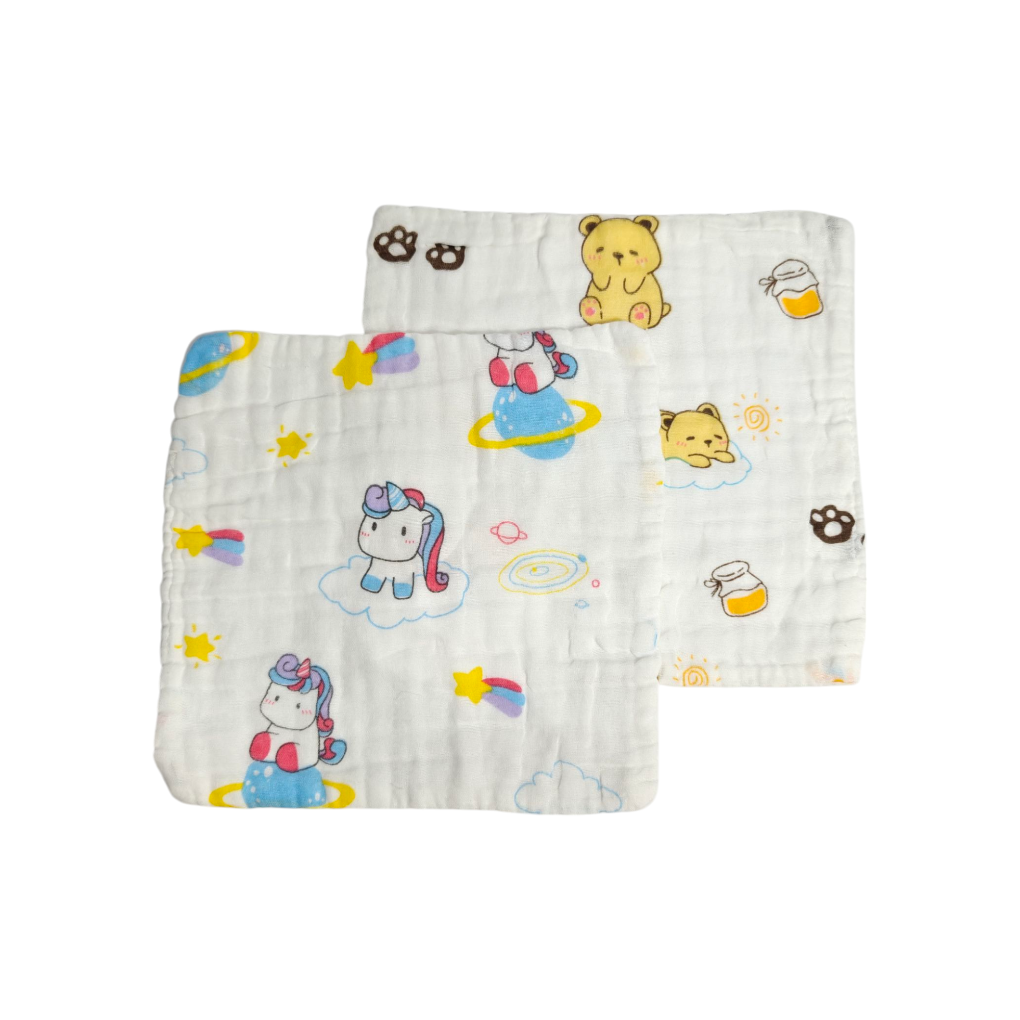 ASSORTED MUSLIN HANDKERCHIEFS PACK OF 3 - MULTICOLOR
