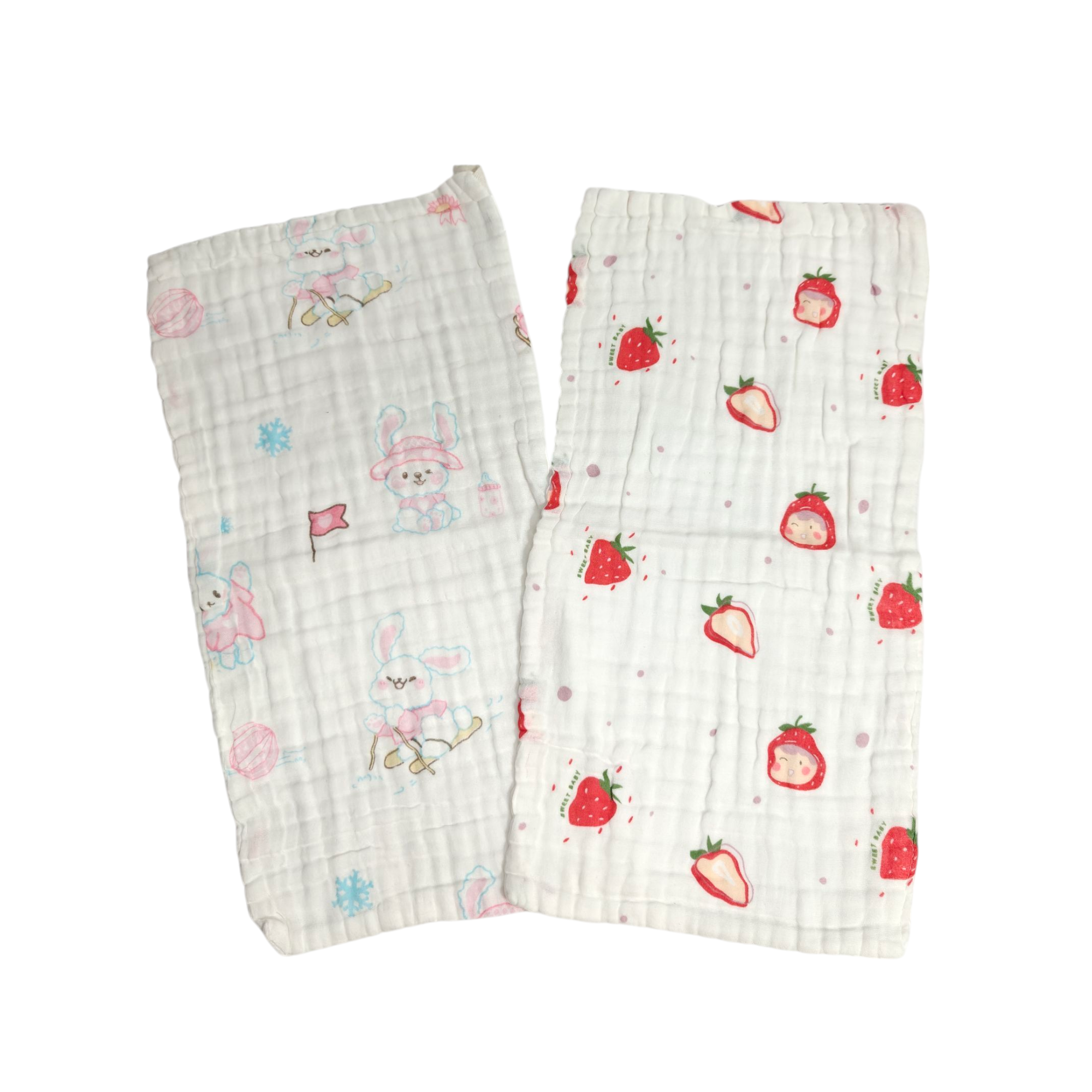 ASSORTED MUSLIN BURP CLOTHS PACK OF 2  - MULTICOLOR