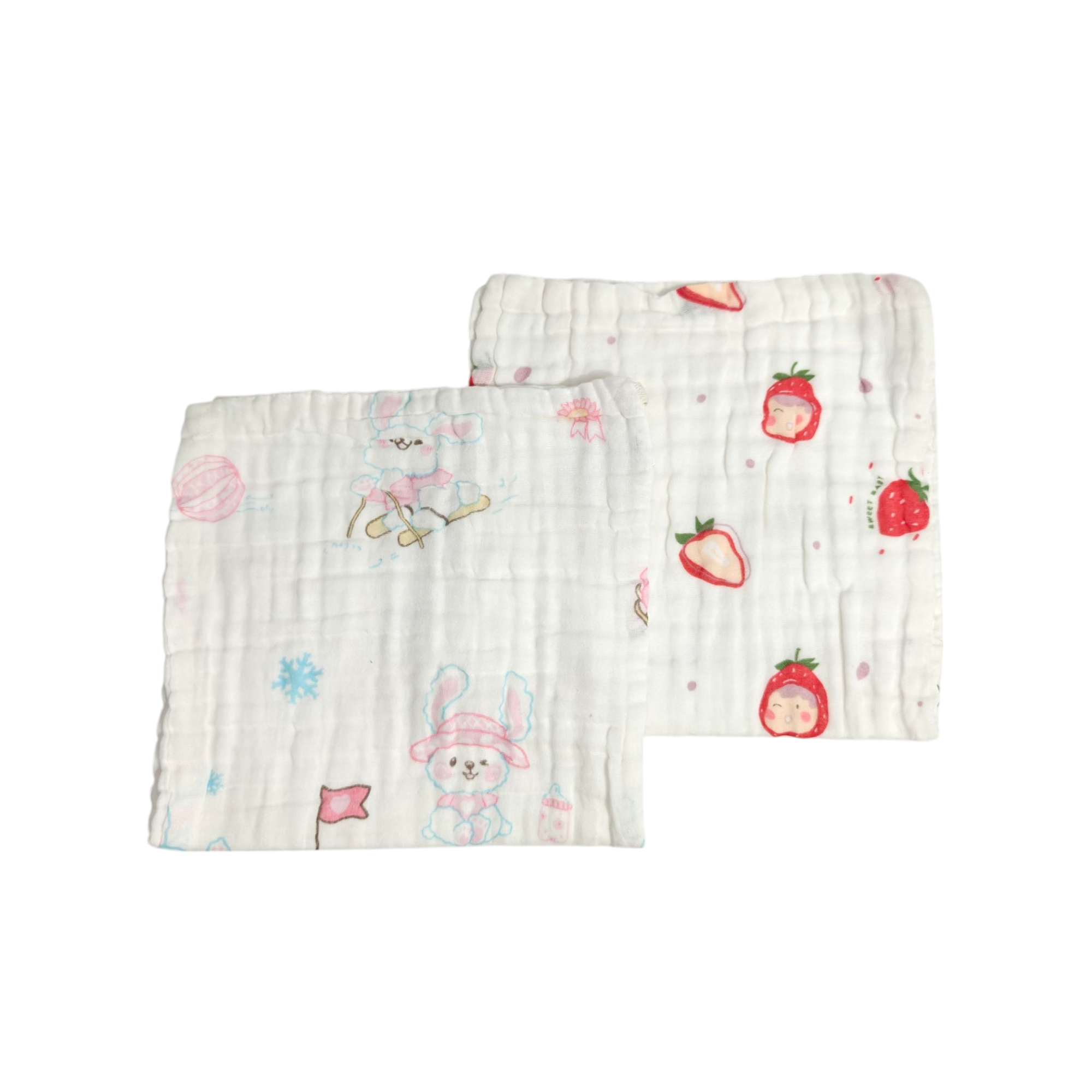 ASSORTED MUSLIN BURP CLOTHS PACK OF 2  - MULTICOLOR