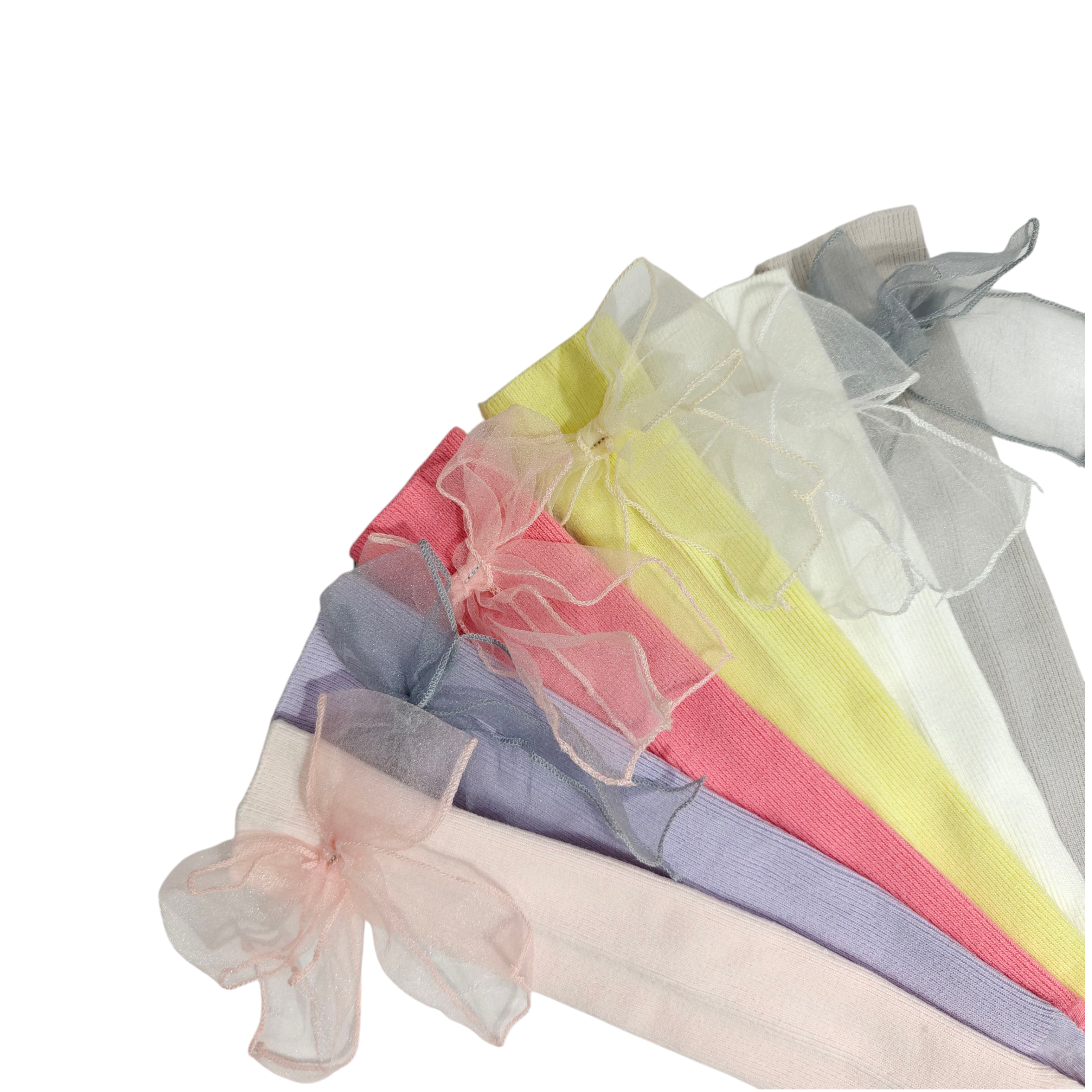 ORGANZA BOW KOREAN STYLE FREE SIZE COTTON LONG SOCKS