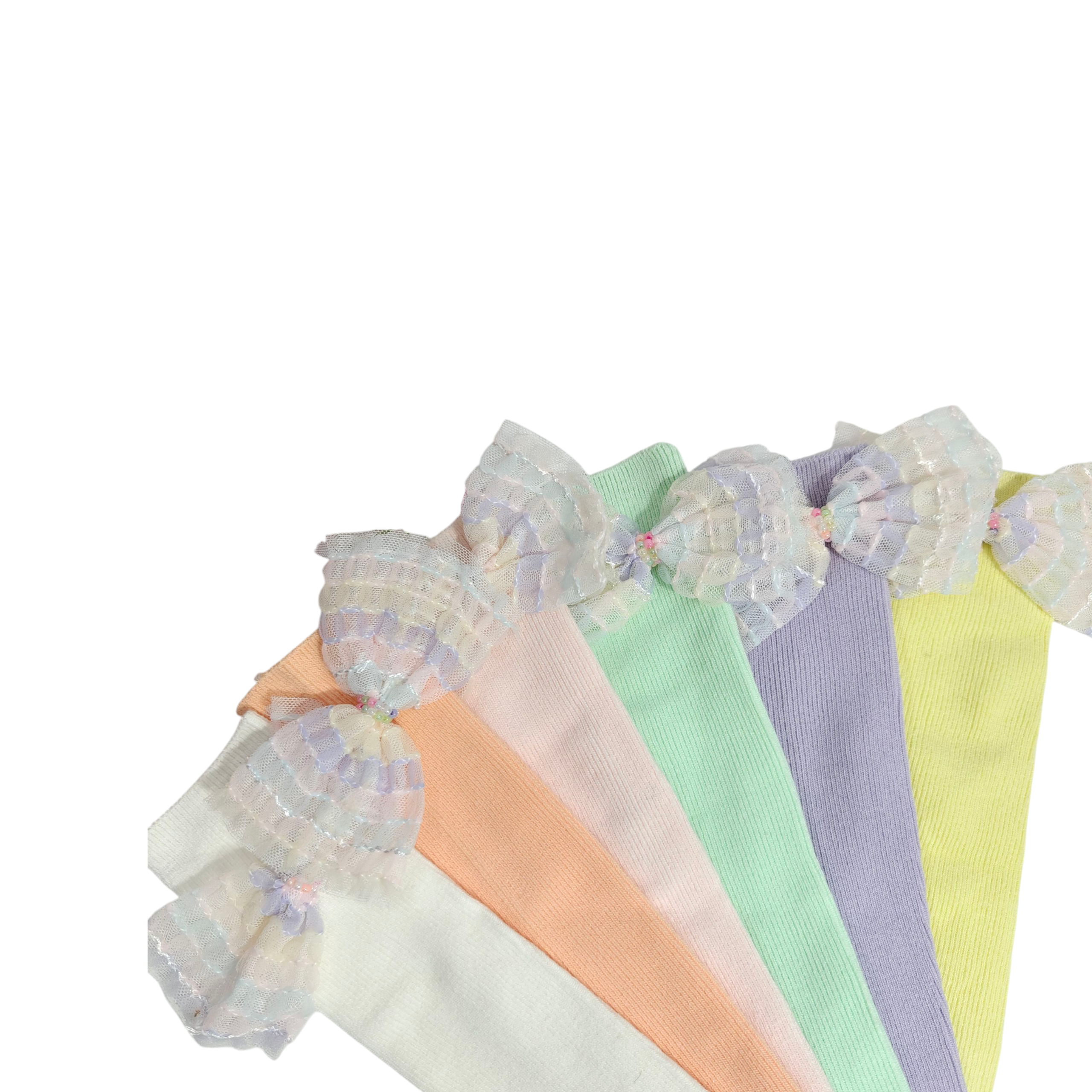 SCHIFLLI BOW KOREAN STYLE FREE SIZE COTTON LONG SOCKS
