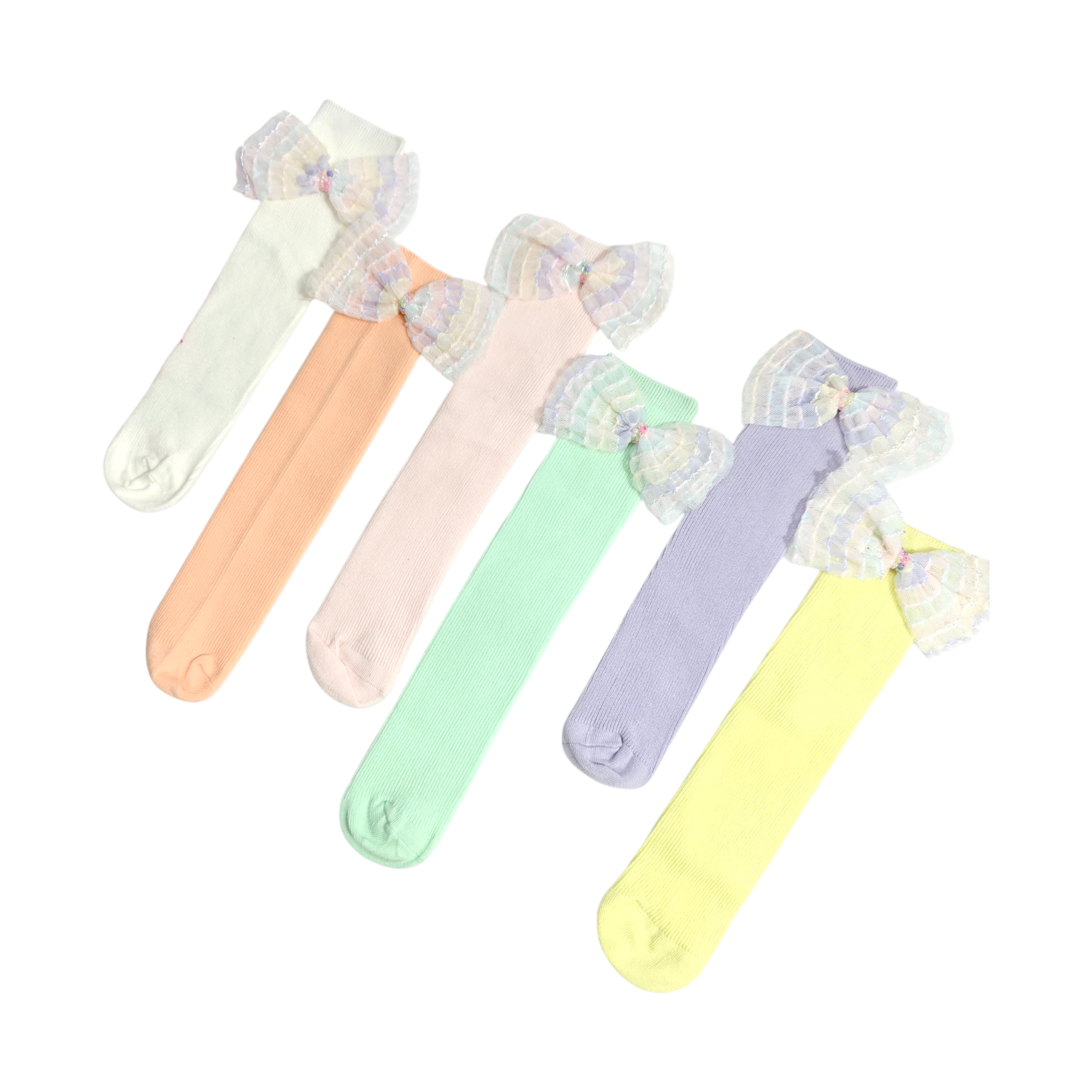 SCHIFLLI BOW KOREAN STYLE FREE SIZE COTTON LONG SOCKS