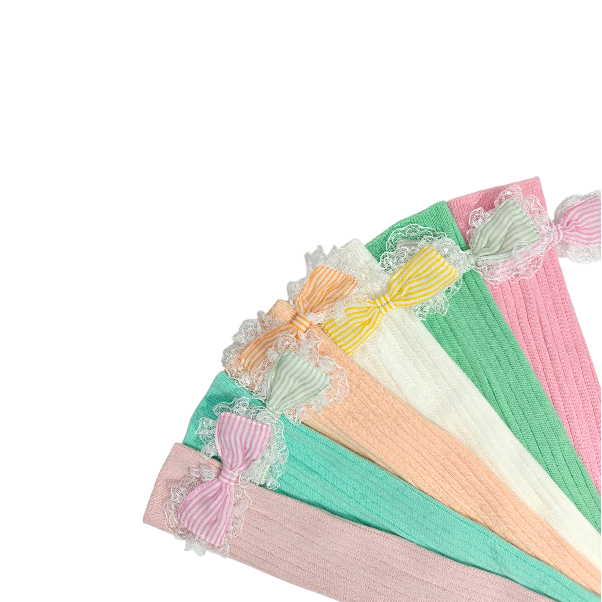 FRILL BOW APPLIQUE FREE SIZE COTTON LONG SOCKS