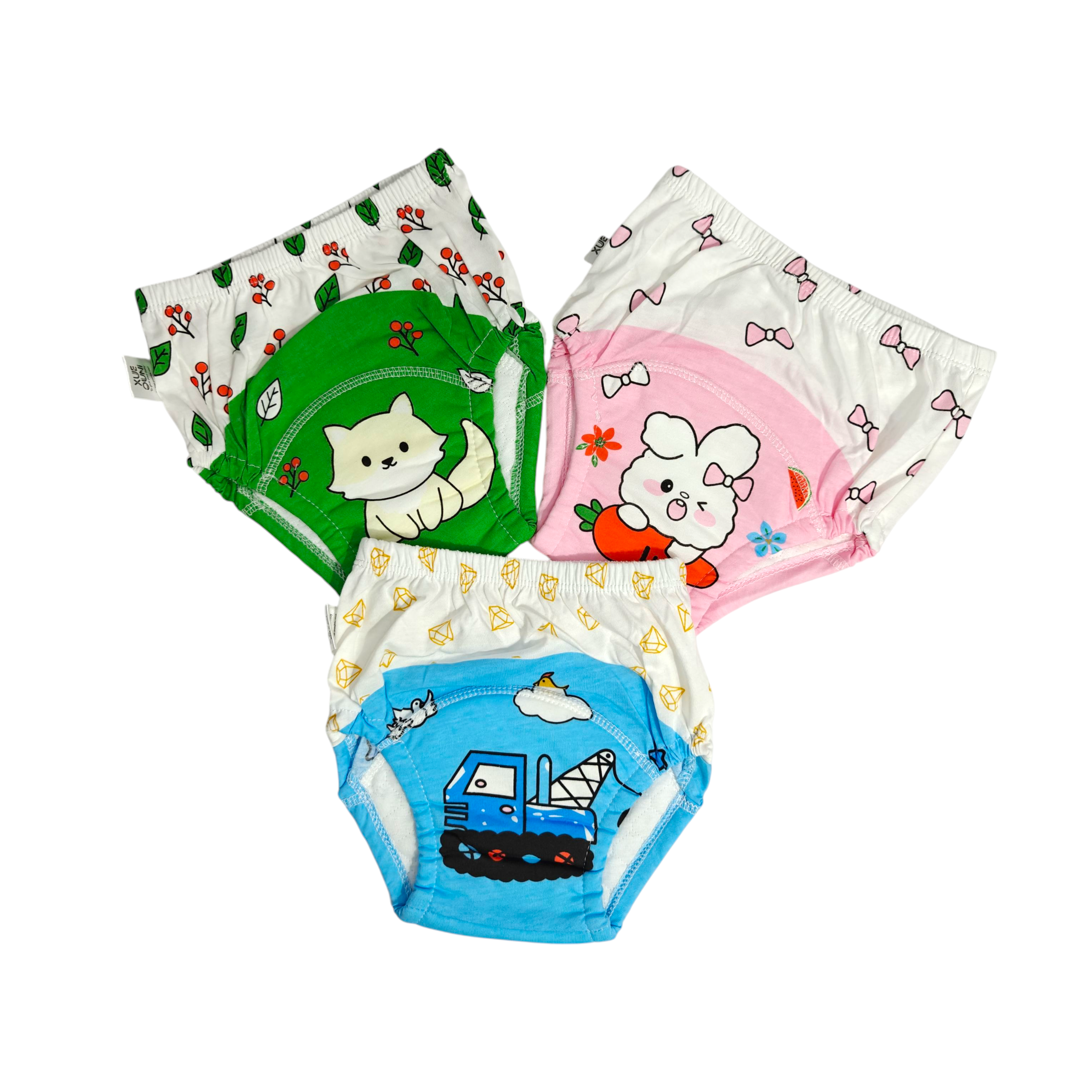 UNISEX PADDED BOTTOMS (UNDERWEAR) - PACK OF 3 ASSORTED PRINTS