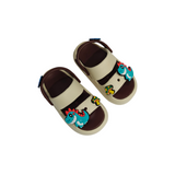 LITTLE DINO APPIQUE SANDAL STYLE CLOGS - BROWN