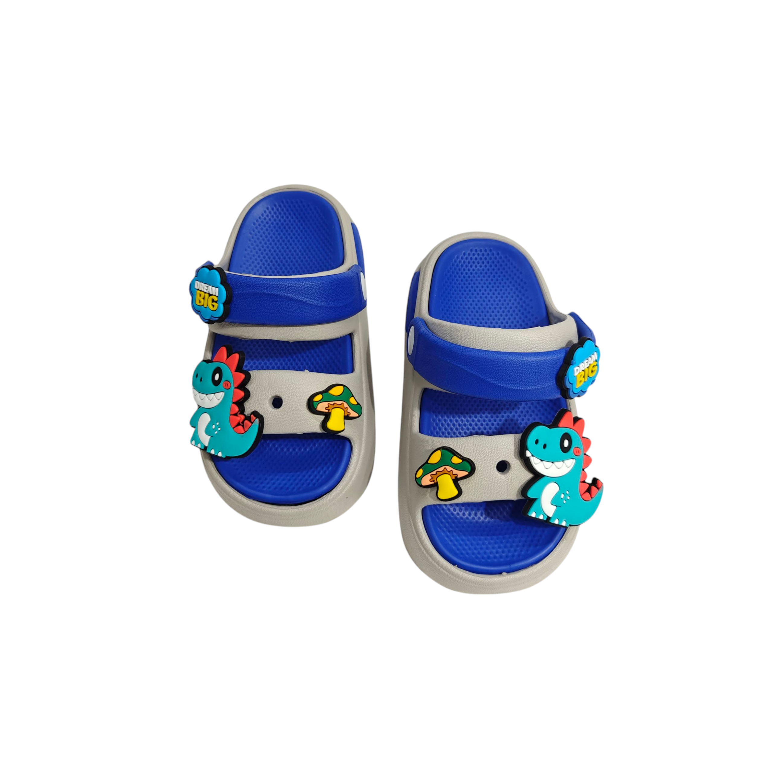 LITTLE DINO APPIQUE SANDAL STYLE CLOGS - GREY