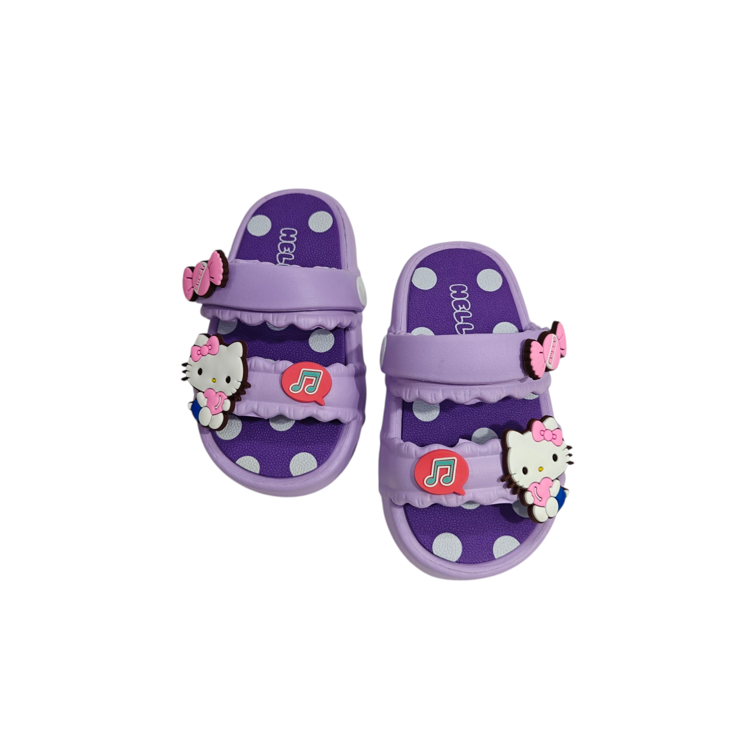 KITTY APPIQUE SANDAL STYLE CLOGS - PURPLE