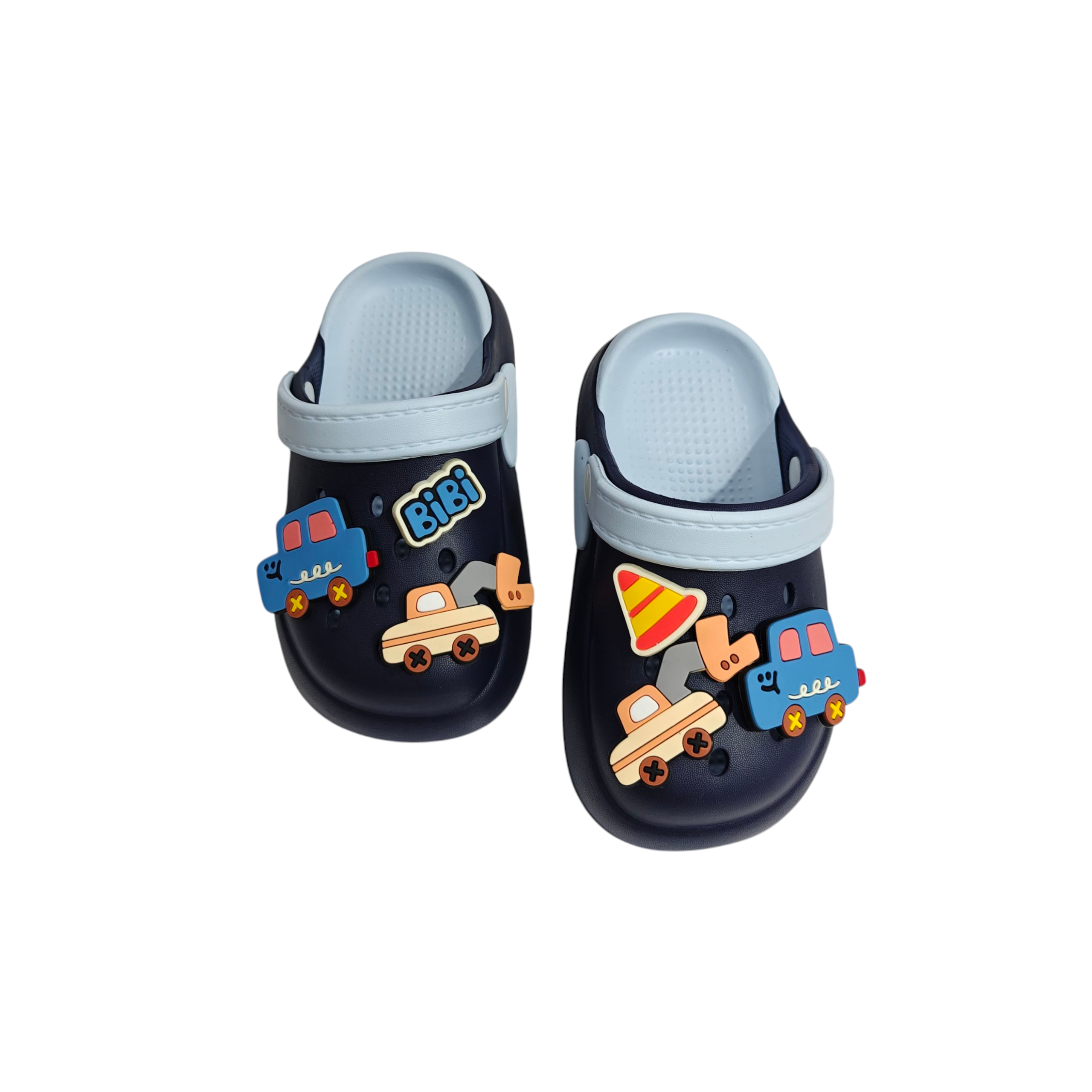 VEHICLE APPIQUE SANDAL STYLE CLOGS - NAVY