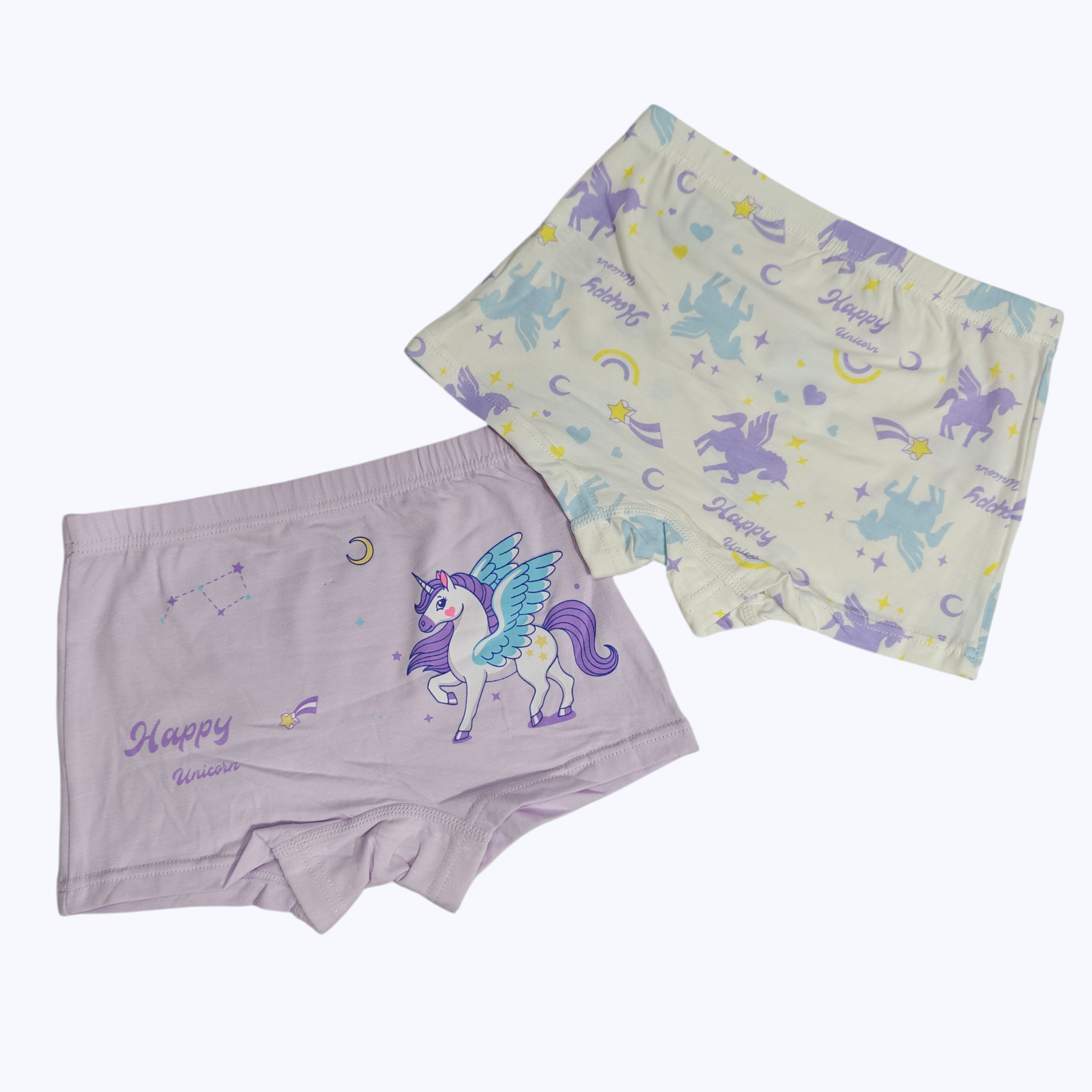 FLYING UNICORN PRINT PACK OF 2 PANTIES - WHITE & PURPLE