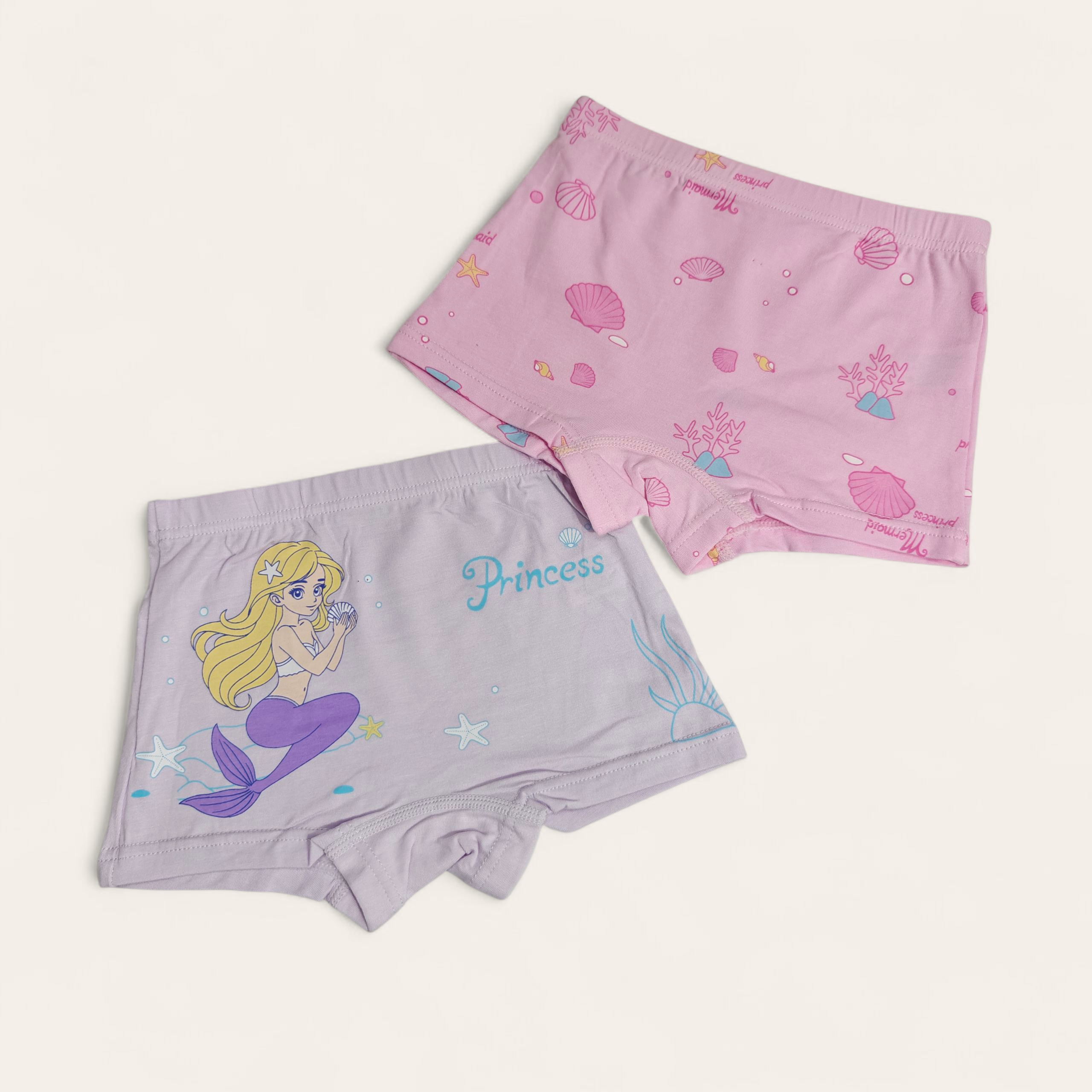 MERMAID PRINCES PRINT PACK OF 2 PANTIES - LIGHT PINK & PURPLE