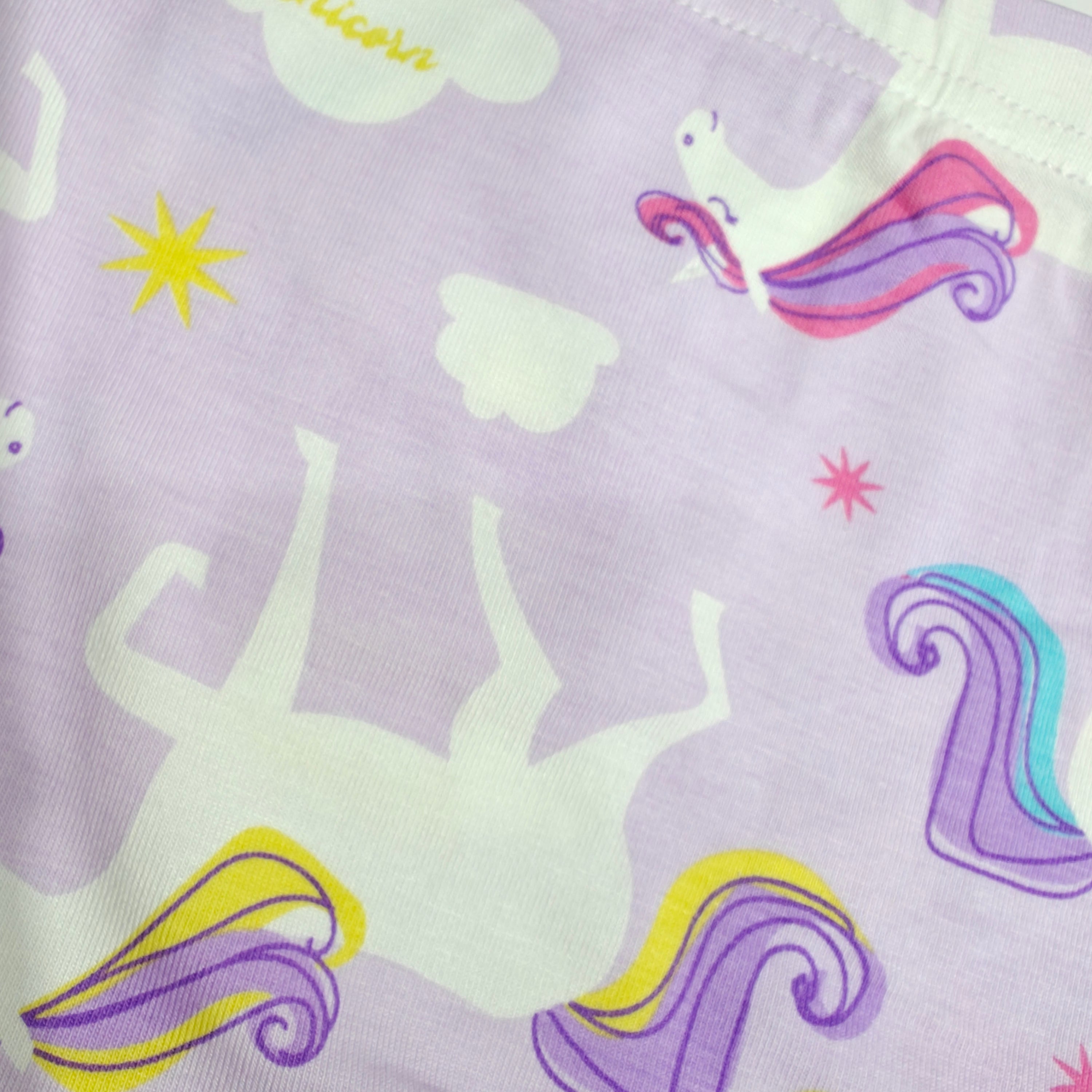 RAINBOW & UNICORN PRINT PACK OF 2 PANTIES - PEACH & PURPLE