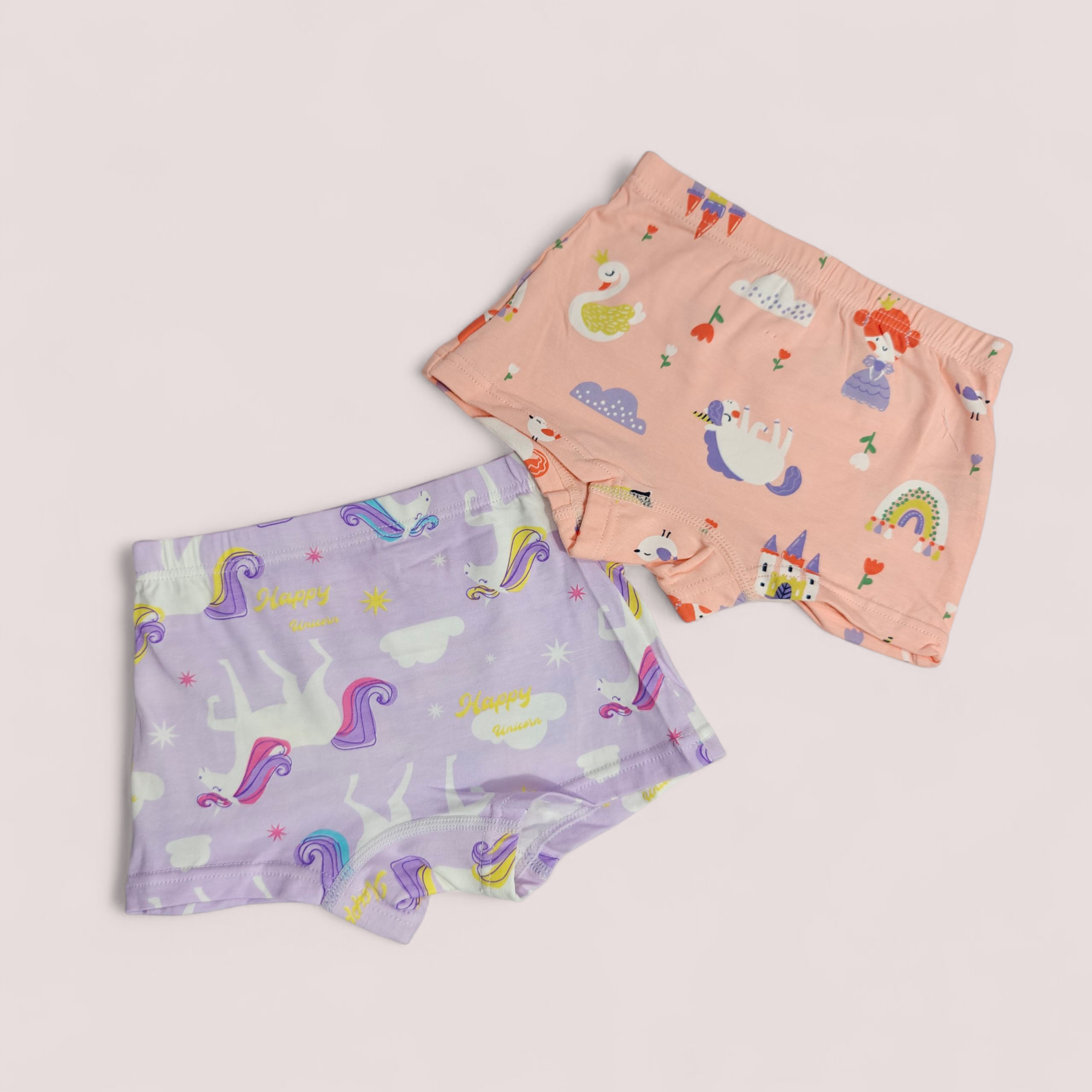 UNICORN PRINT PACK OF 2 PANTIES - PEACH & PURPLE