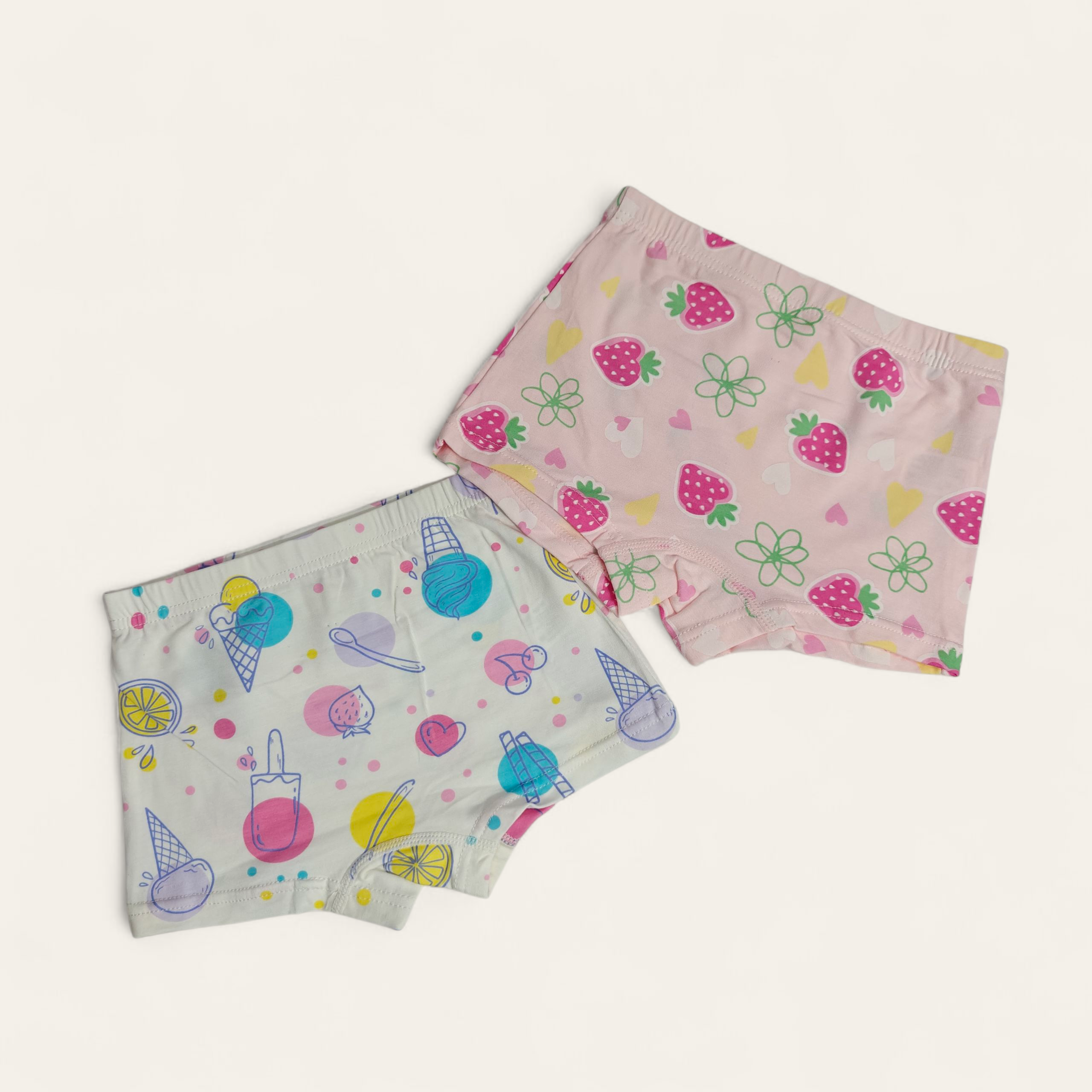 STRAWBERRY & ICE-CREAM PRINT PACK OF 2 PANTIES - LIGHT PINK & WHITE