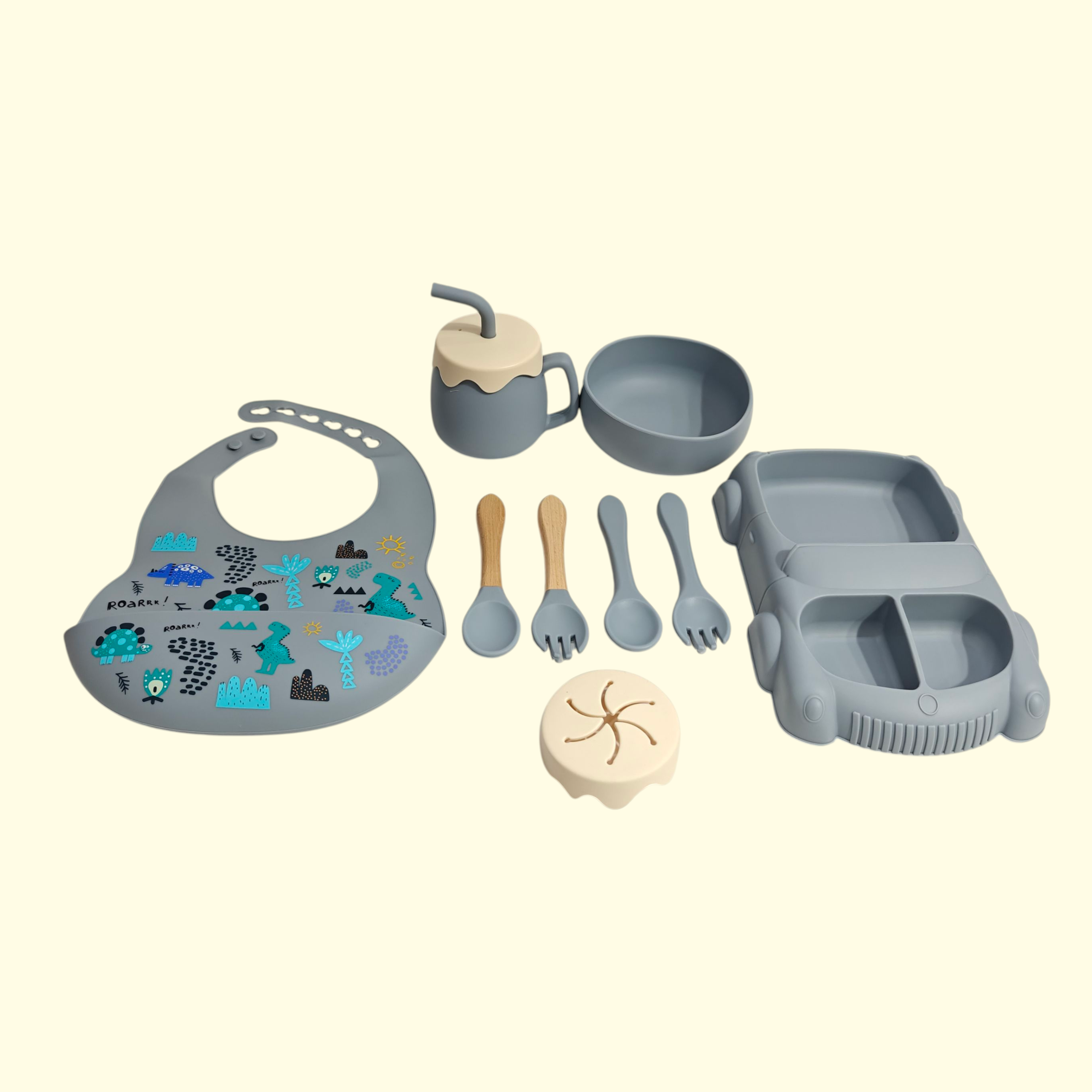 CAR DESIGN SILICONE TABLEWARE - GREY