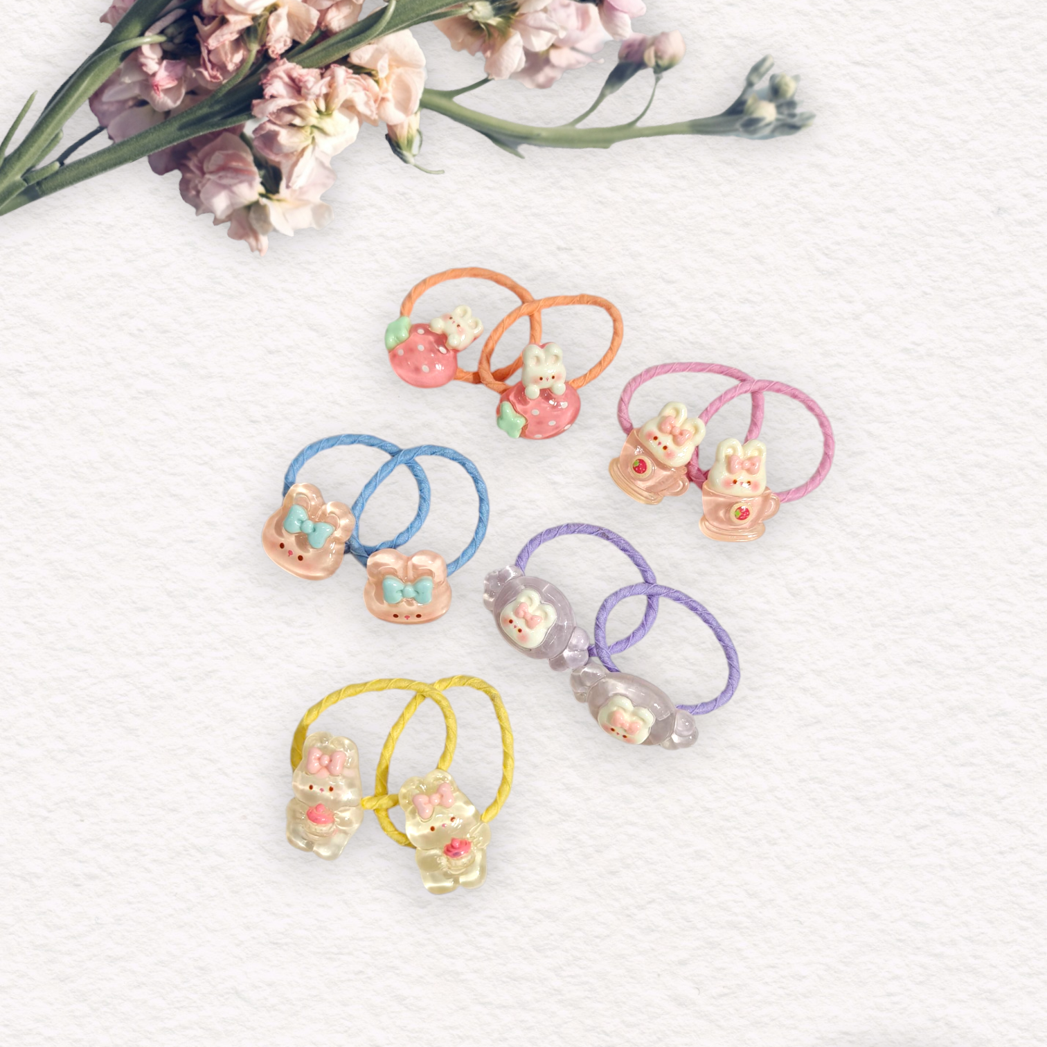 CUTE CARTOON HAIR TIES PACK OF 10 - MULTI COLOR