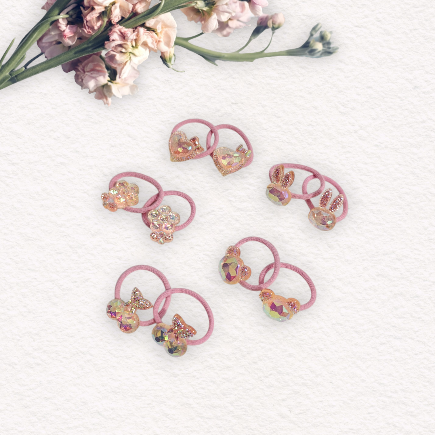 GLITTERY HAIR TIES PACK OF 10 - ROSE GOLD