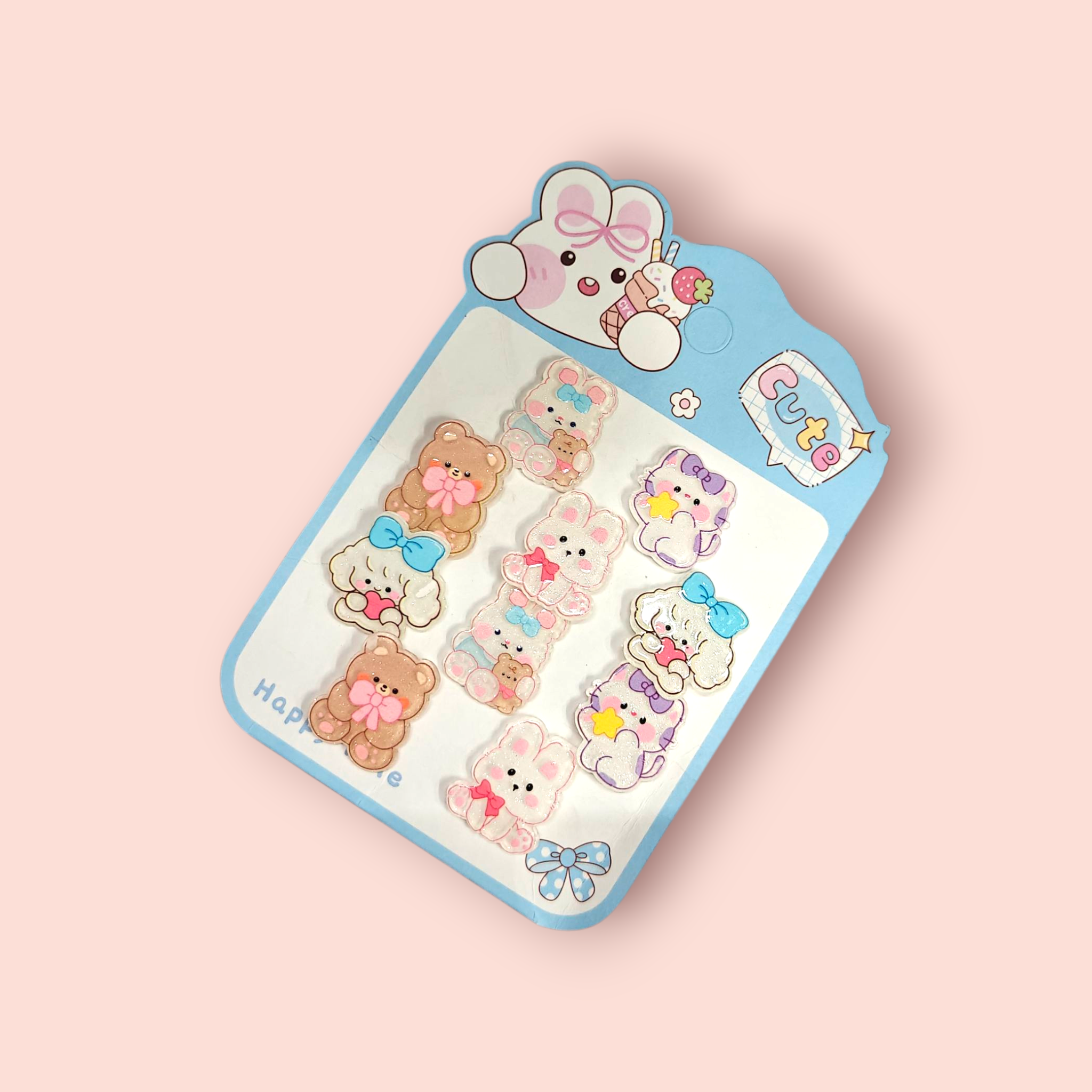 CARTOONS APPLIQUE HAIR TIES PACK OF 10 - MULTI COLOR