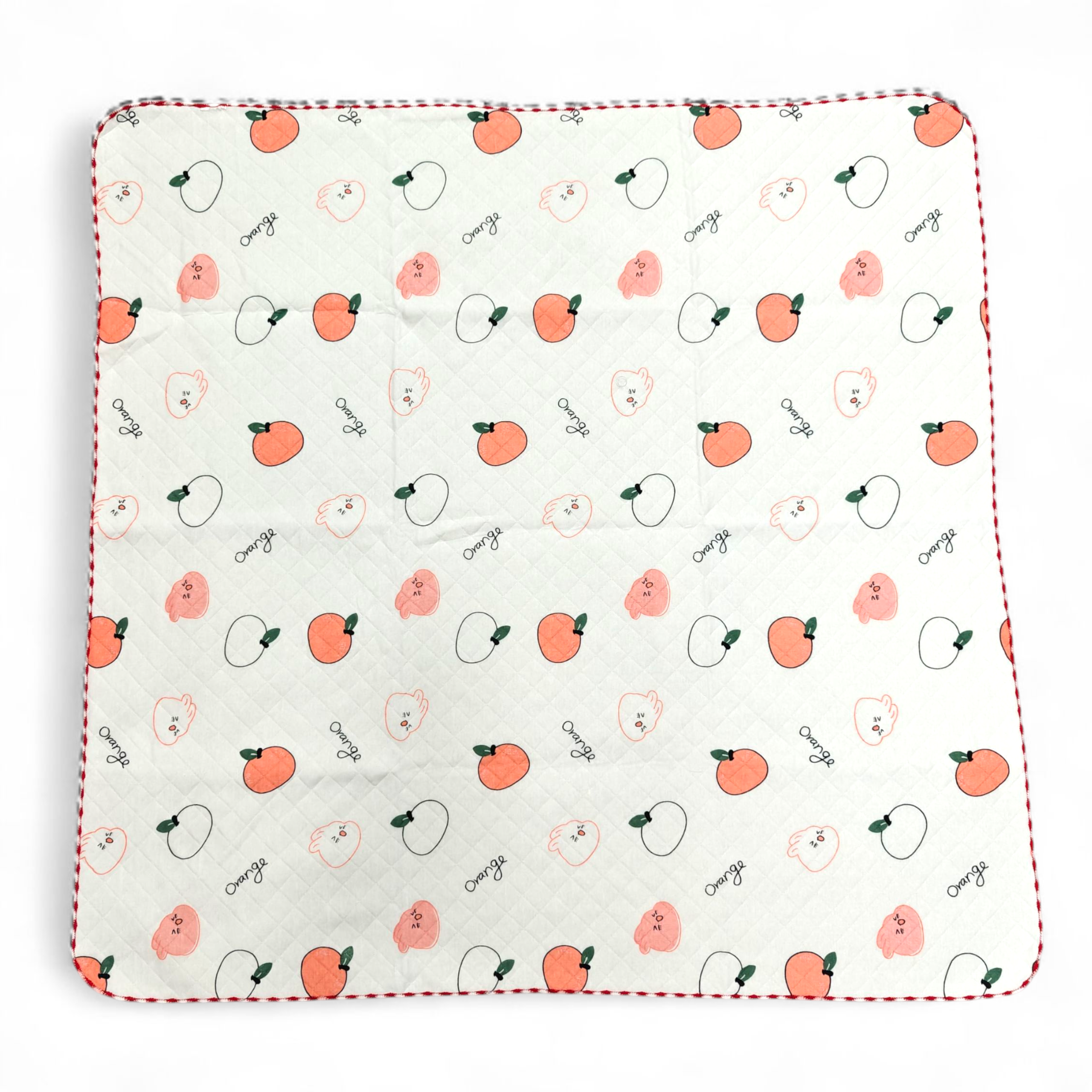 COTTON ORANGE PRINT CHECKERED BLANKET