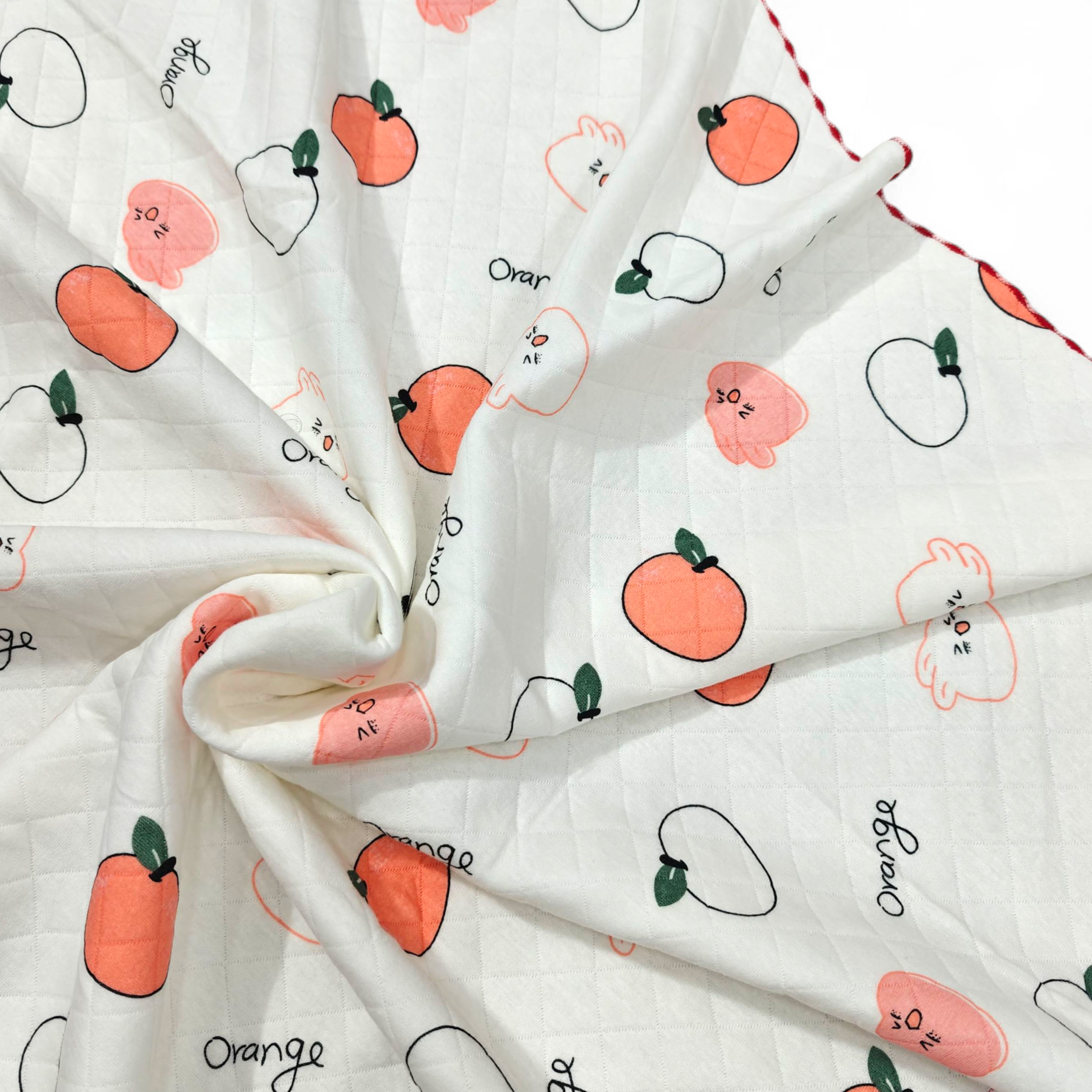 COTTON ORANGE PRINT CHECKERED BLANKET