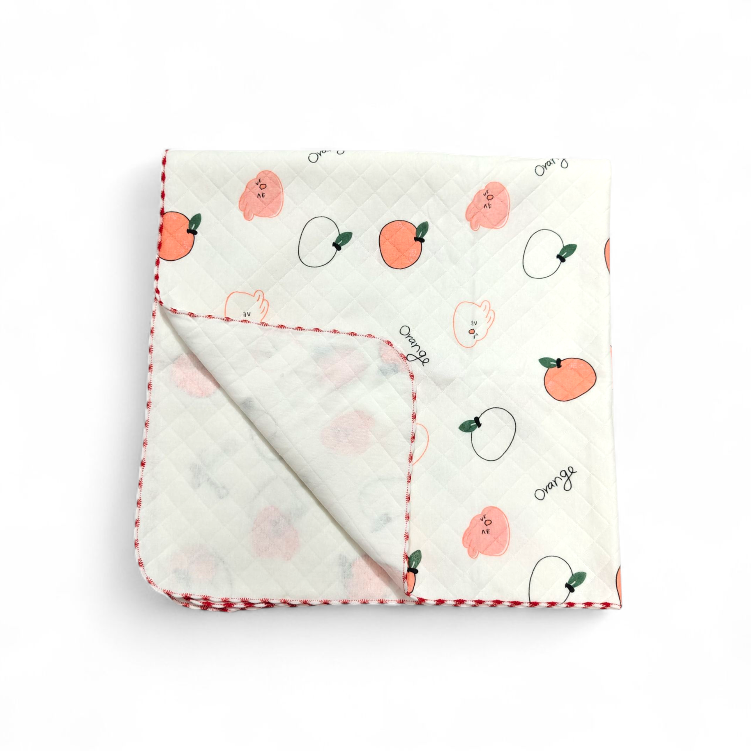 COTTON ORANGE PRINT CHECKERED BLANKET