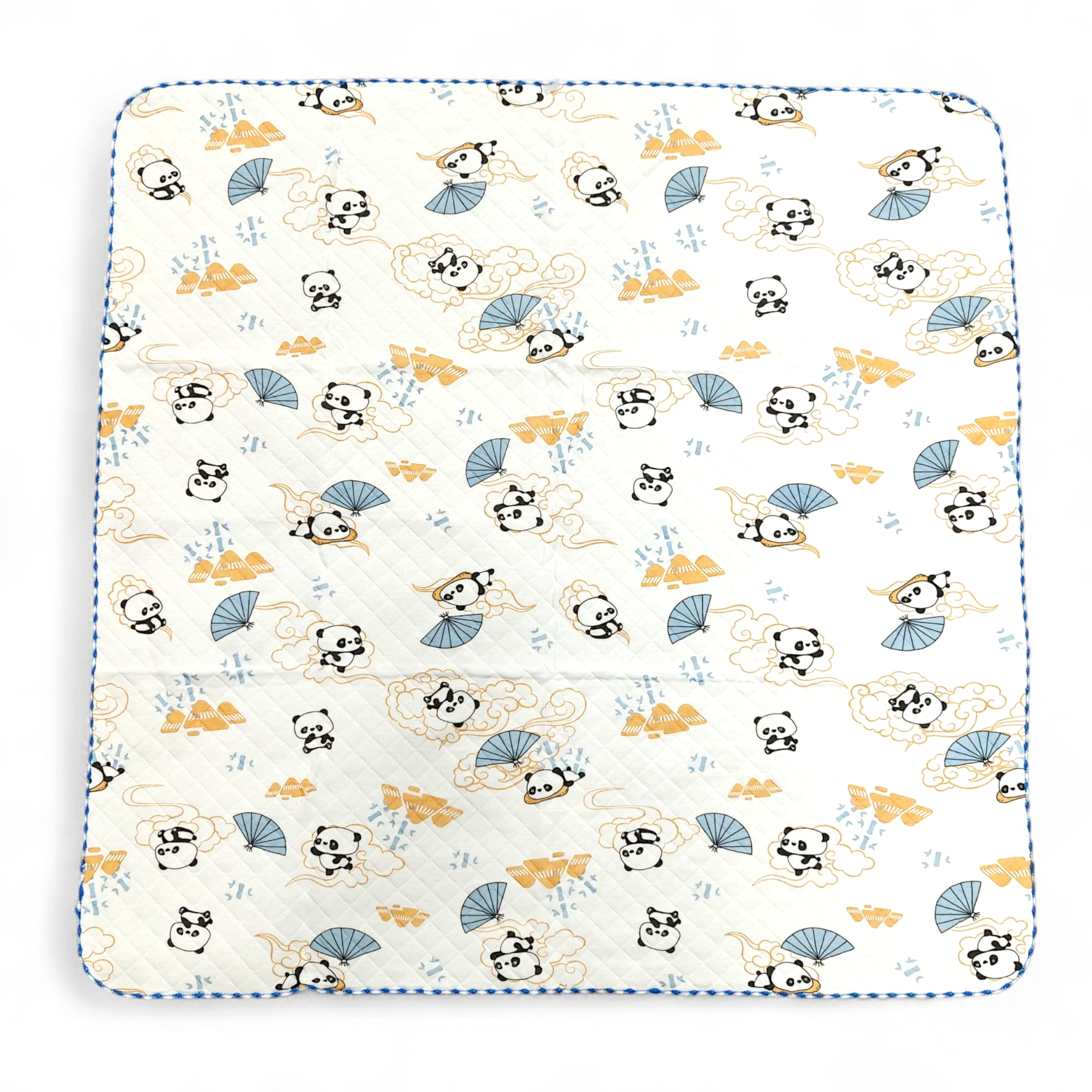COTTON PANDA PRINT CHECKERED BLANKET
