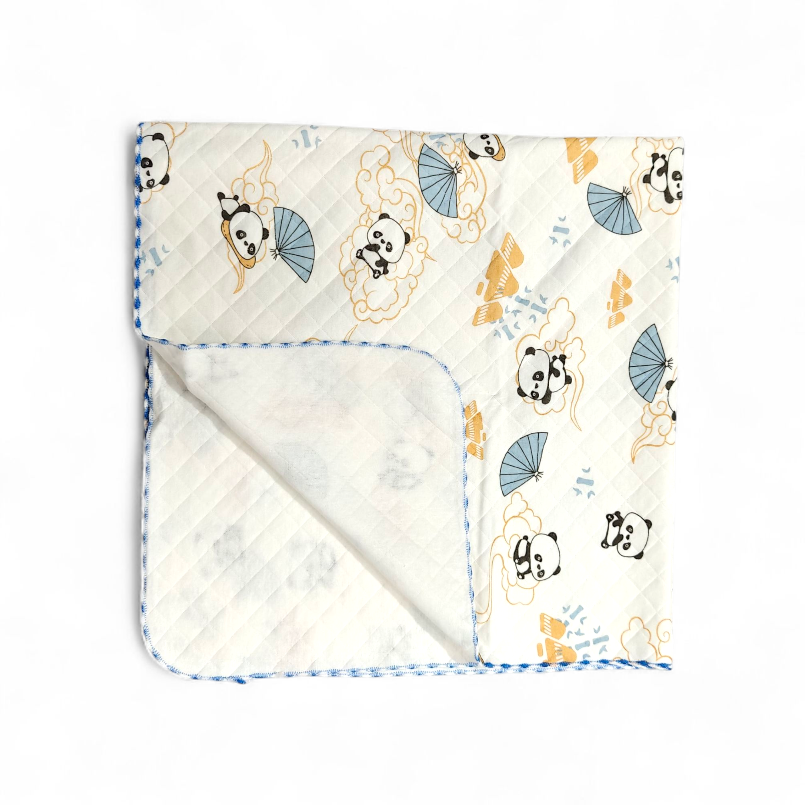 COTTON PANDA PRINT CHECKERED BLANKET
